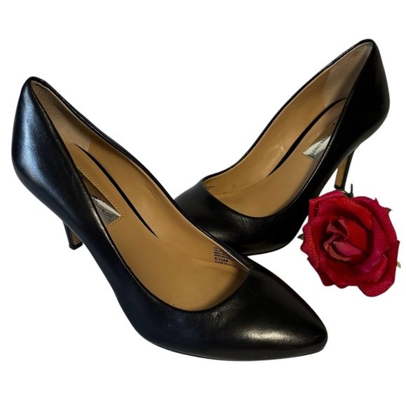 INC International concepts Zitah black leather pumps stiletto Pointed toe 6.5 - Picture 1 of 13
